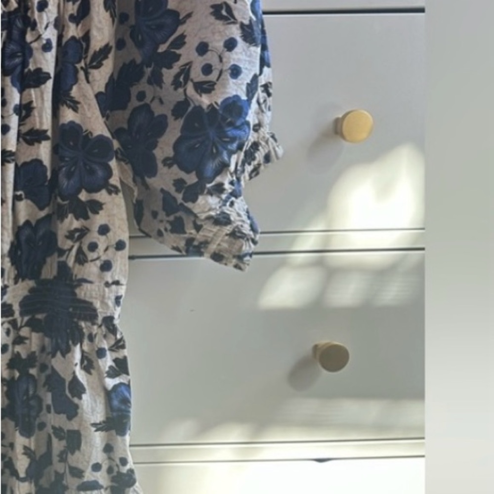 Ulla Johnson Celia Dress in Lapis. Blue Floral Midi Dress - Picture 7 of 9